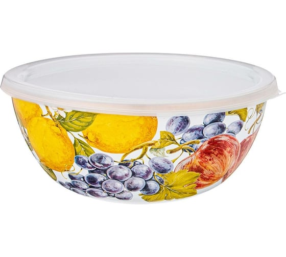 Эмалированная миска с пластиковой крышкой Agness серия ФЛАНДРИЯ 20x9 см, 1.7л 950-438 1