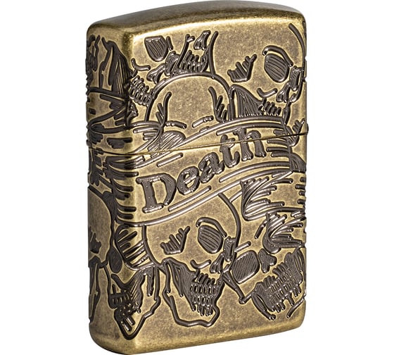 Зажигалка Zippo Armor с покрытием Antique Brass, латунь/сталь, медная, матовая, 36x12x56 мм 49035