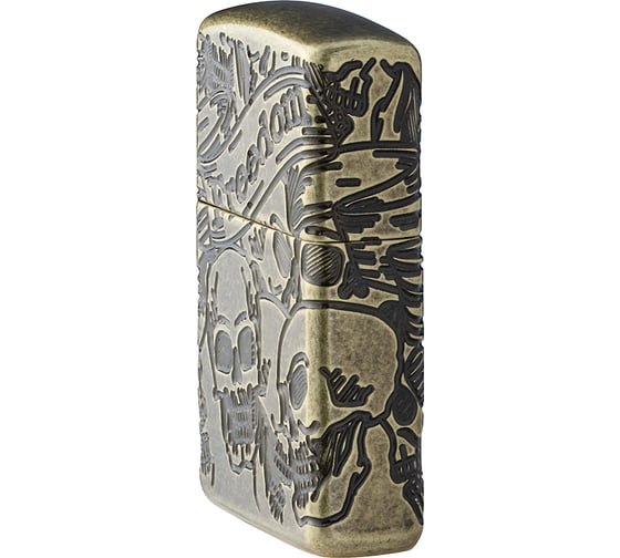 Зажигалка Zippo Armor с покрытием Antique Brass, латунь/сталь, медная, матовая, 36x12x56 мм 49035