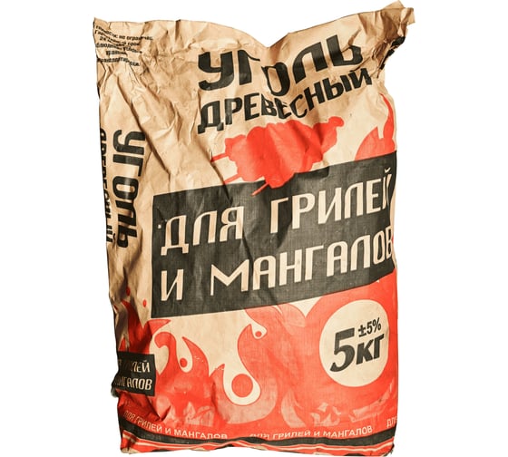 Древесный уголь ООО Агростройлидер в бумажном мешке, 5 кг 124 1