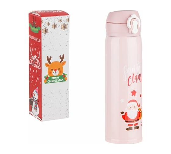 Термос PERFECTO LINEA MERRY CHRISTMAS, 500 мл, нержавеющая сталь, розовый 27-225465