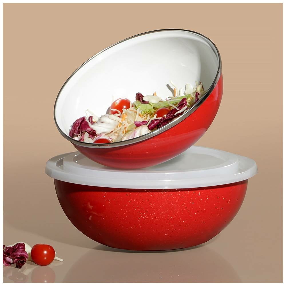 Эмалированная миска с пластиковой крышкой Agness DELUXE 901-056 ...