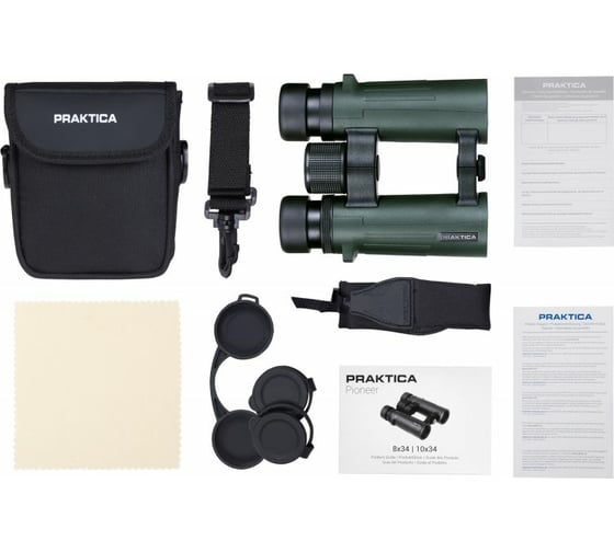 Бинокль Praktica Pioneer 8x34, водозащита, зеленый PRA127