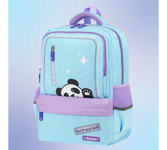 Рюкзак BRAUBERG STAR, Friendly panda, голубой, 40x29x13 см, 270667