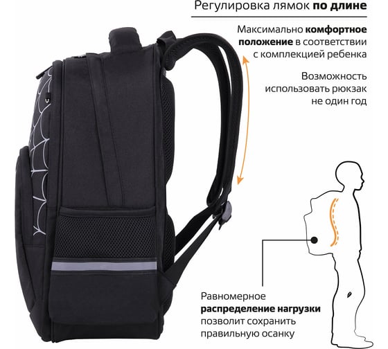 Рюкзак BRAUBERG SOFT, 2 отделения, Dangerous spider, светящийся, 40x31x15 см, 270612