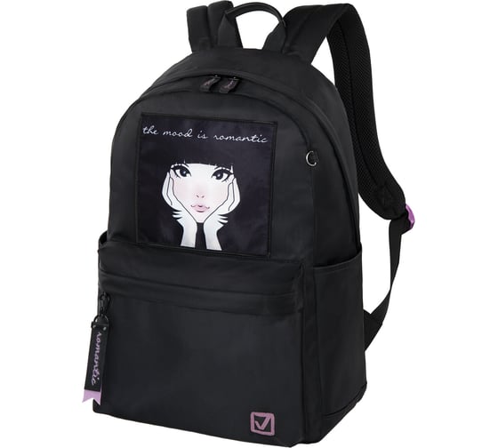 Универсальный рюкзак BRAUBERG FASHION CITY Romantic, черный, 44x31x16 см, 270808