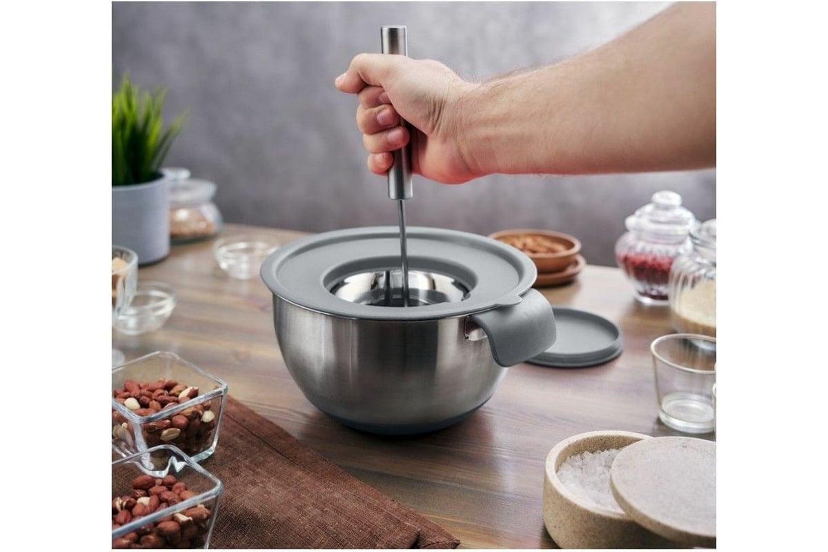 Миска для взбивания Walmer Home Chef с ручкой и крышкой, 22см, 2.5л ...