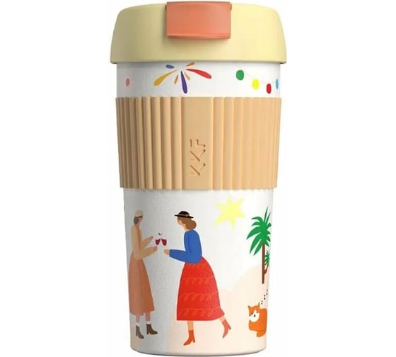 Термостакан-непроливайка KissKissFish Rainbow Vacuum Coffee Tumbler Праздничный S-U45C-AKI 1