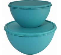Набор мисок с цветными крышками Ангора 2/4л, тиффани А8620цв.кр.тиф