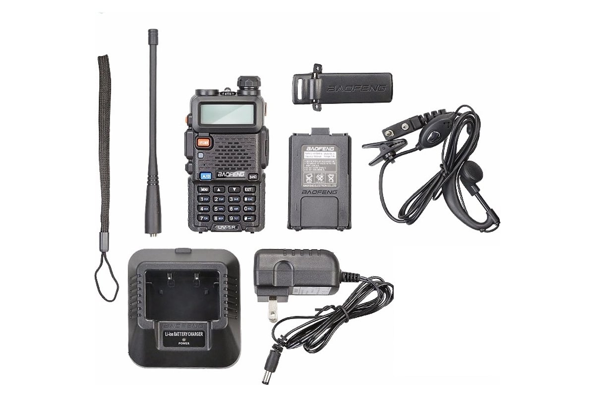 Портативная радиостанция Baofeng UV-5R, 1800мАч, 136-174/400-480 МГц, 127  каналов, 5 Вт, 2 шт 00029100 - выгодная цена, отзывы, характеристики, фото  - купить в Москве и РФ