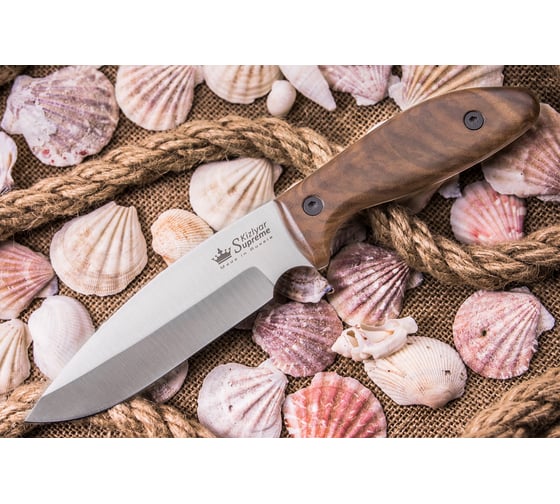 Туристический нож Kizlyar Supreme Fortuna сталь AUS-8 StoneWash рукоять из Кавказского ореха 4650065056953