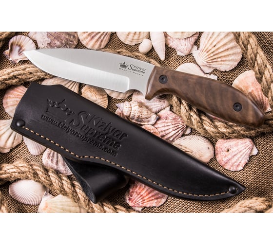 Туристический нож Kizlyar Supreme Fortuna сталь AUS-8 StoneWash рукоять из Кавказского ореха 4650065056953