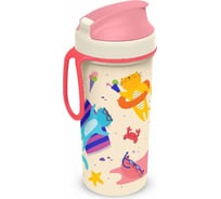 Детская бутылка Пластишка с декором и петлей, 400 мл, розовая 431317505