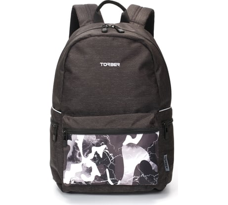 Рюкзак Torber GRAFFI, серый с карманом черно-белого цвета, полиэстер, 44x31x18 см T2671-BL-G