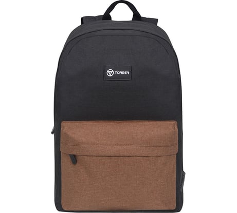 Рюкзак Torber GRAFFI, черный с карманом коричневого цвета T8965-BLK-BRW