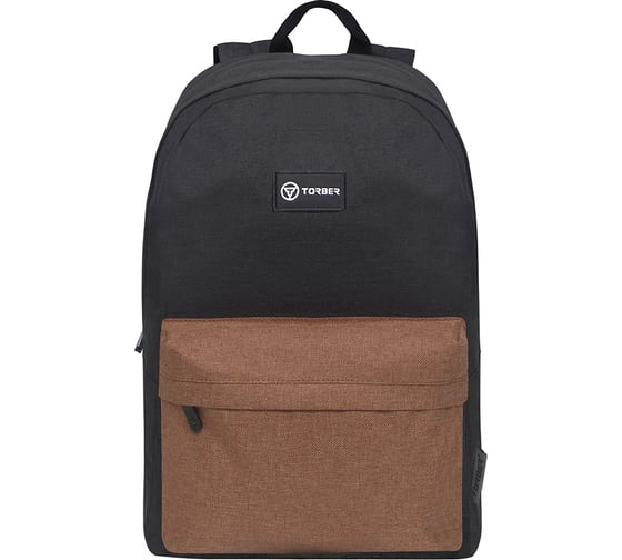 Рюкзак Torber GRAFFI, черный с карманом коричневого цвета T8965-BLK-BRW