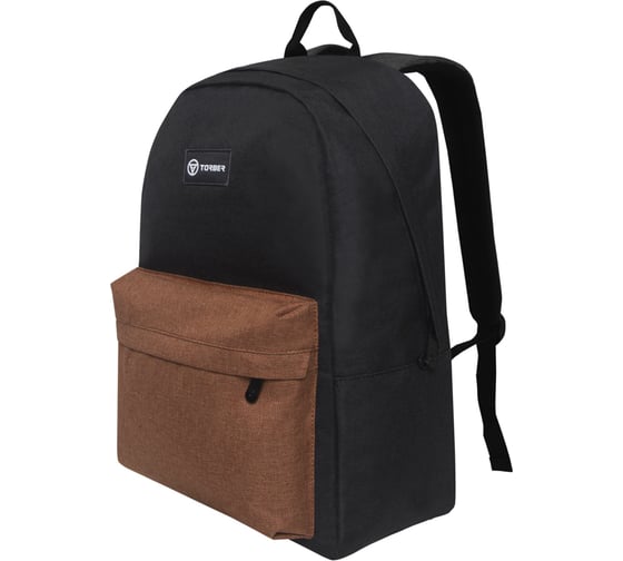 Рюкзак Torber GRAFFI, черный с карманом коричневого цвета T8965-BLK-BRW