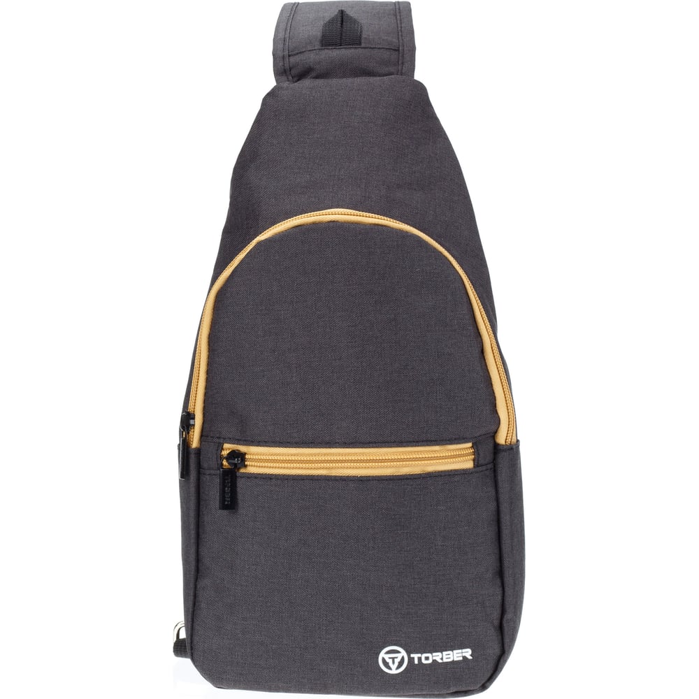 Рюкзак Torber с одним плечевым ремнем, чёрный/бежевый, полиэстер 300D ...
