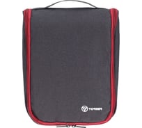 Дорожный несессер Torber чёрный/бордовый, полиэстер 300D, 27x22x11 см T010-BRD