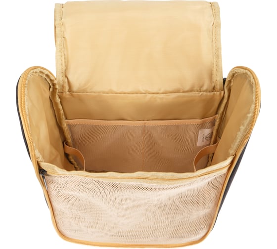 Дорожный несессер Torber чёрный/бежевый, полиэстер 300D, 27x22x11 см T010-BEI
