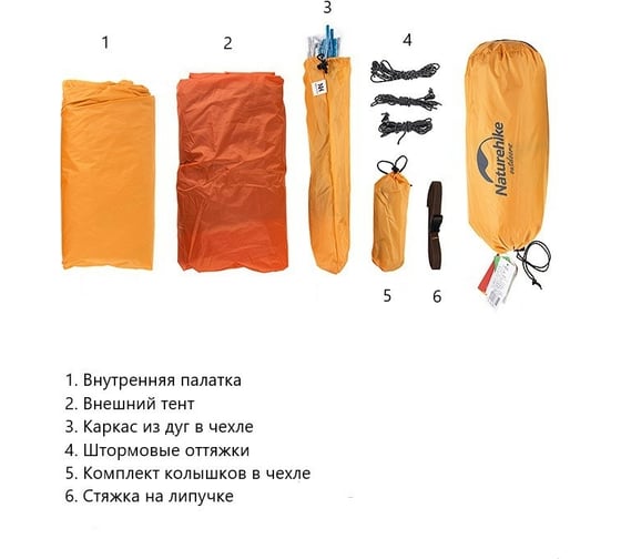Палатка Naturehike Cloud Up 3 210T NH18T030-T трехместная, с ковриком 6927595730638