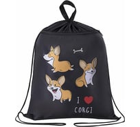 Мешок для обуви с петлёй BRAUBERG карман на молнии, полиэстер, 47x37 см, "Funny korgi", 270909