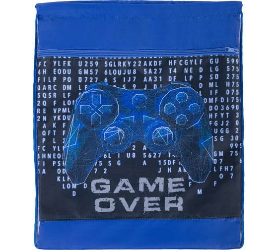Мешок для обуви с петлёй BRAUBERG Game over карман на молнии, полиэстер, 47x37 см 270912