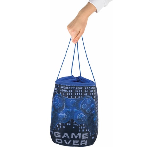 Мешок для обуви с петлёй BRAUBERG Game over карман на молнии, полиэстер, 47x37 см 270912