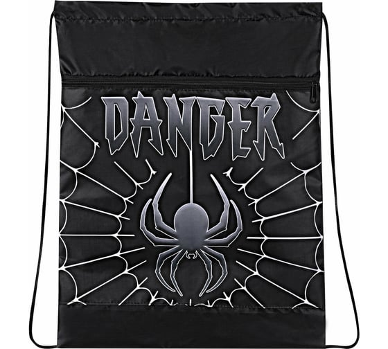 Мешок для обуви с петлёй BRAUBERG Dangerous spider карман на молнии, полиэстер, 47x37 см 270911