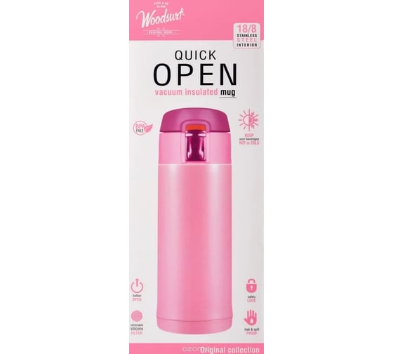 Термокружка Woodsurf Quick Open розовая QOTC2350-02