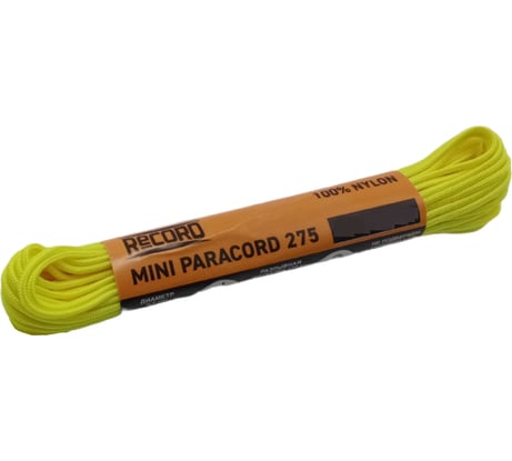 Паракорд RECORD Моток 16пр ПА d=2.2мм, 30 м, неон-лайм 4680253048293