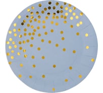 Бумажные круглые тарелки BOOMZEE 02_голубые с золотой россыпью, 30 шт 625658