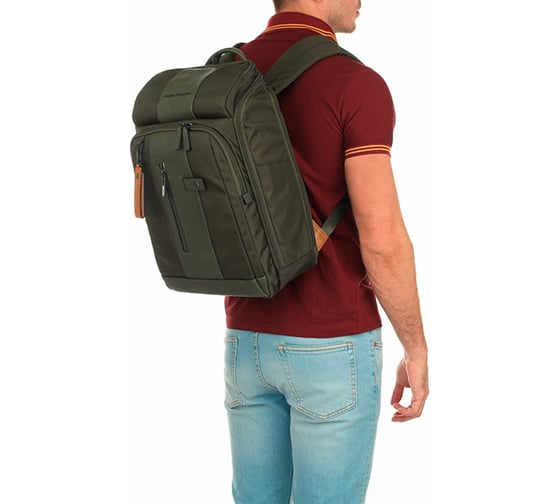 Рюкзак Piquadro Brief CA4443BR/VE зеленый, натуральная кожа/ткань CA4443BR/VE