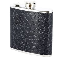 Фляга S.QUIRE Черный крокодил 0.15 л, сталь/искусственная кожа, черный цвет с рисунком TB05-2279PU