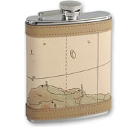 Фляга S.QUIRE Карта, 0.27 л, сталь/искусственная кожа, бежевый цвет с рисунком TB09-3221PU