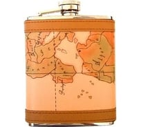 Фляга S.QUIRE Карта 0.18 л, сталь/искусственная кожа, бежевый цвет с рисунком, 96x21x135 мм TB06-3221PU