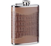 Фляга S.QUIRE 018 л, сталь/натуральная кожа, коричневый цвет с рисунком, D-Pro NCTB06-3077