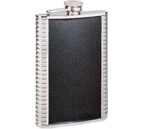Фляга S.QUIRE 0.18 л, сталь/натуральная кожа, вставка черная 1406YGB