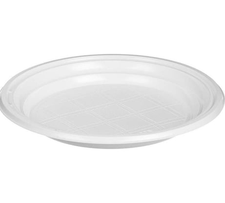 Одноразовая пластиковая тарелка Комус Стандарт 165 мм белая 100 штук в упаковке 1468947