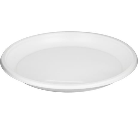 Одноразовая пластиковая тарелка Комус Бюджет 205 мм белая 100 штук в упаковке 661998