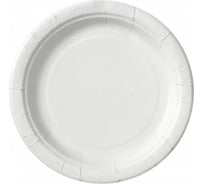 Одноразовая бумажная тарелка Комус Эконом 180 мм белая 50 штук в упаковке 1262803