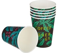Одноразовый бумажный стакан Комус 300 мл разноцветный 50 штук в упаковке Coffee Energy 1553725