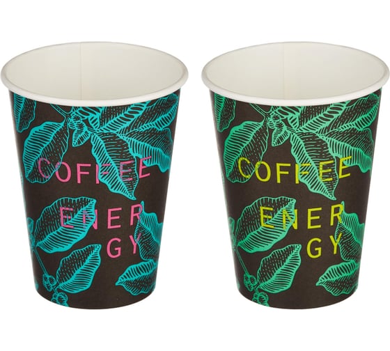 Одноразовый бумажный стакан Комус 300 мл разноцветный 50 штук в упаковке Coffee Energy 1553725