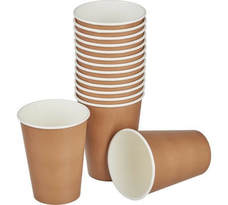 Одноразовый бумажный стакан Комус 300 мл коричневый 50 штук в упаковке Стандарт 998184