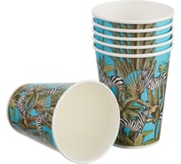 Одноразовый бумажный стакан Комус 300 мл разноцветный 50 штук в упаковке Zebra Эконом 1591067