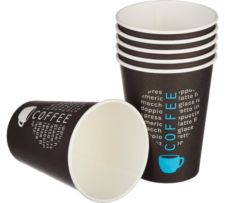 Одноразовый бумажный стакан Комус 300 мл черный 50 штук в упаковке Love Coffee 1553726