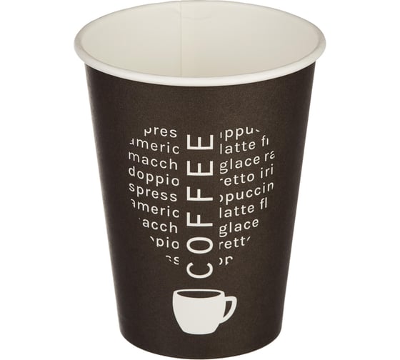 Одноразовый бумажный стакан Комус 300 мл черный 50 штук в упаковке Love Coffee 1553726