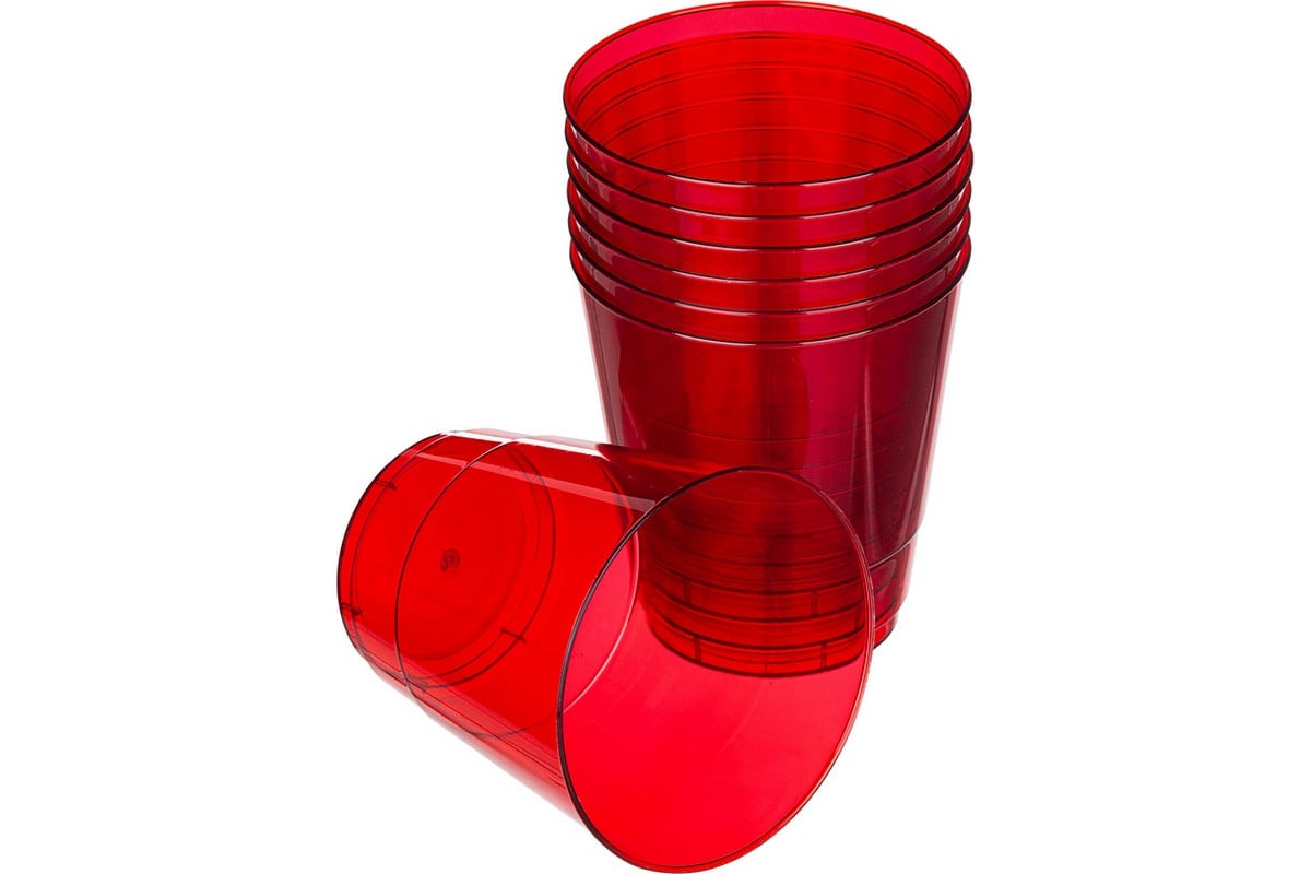 Одноразовый пластиковый стакан ООО Комус Стандарт 200 мл, красный, 50 .
