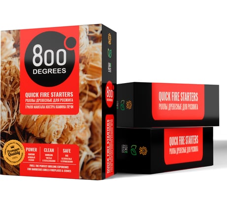 Розжиг роллы 800 Degrees Быстрый розжиг, 16 ролла 800DGR-FR16