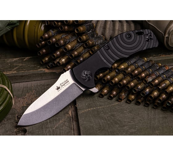 Складной нож Kizlyar Supreme Bloke X cталь N690, StoneWash, рукоять из G10 4650065050685